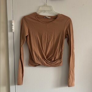 1 Zara tan Long Sleeve twist Top